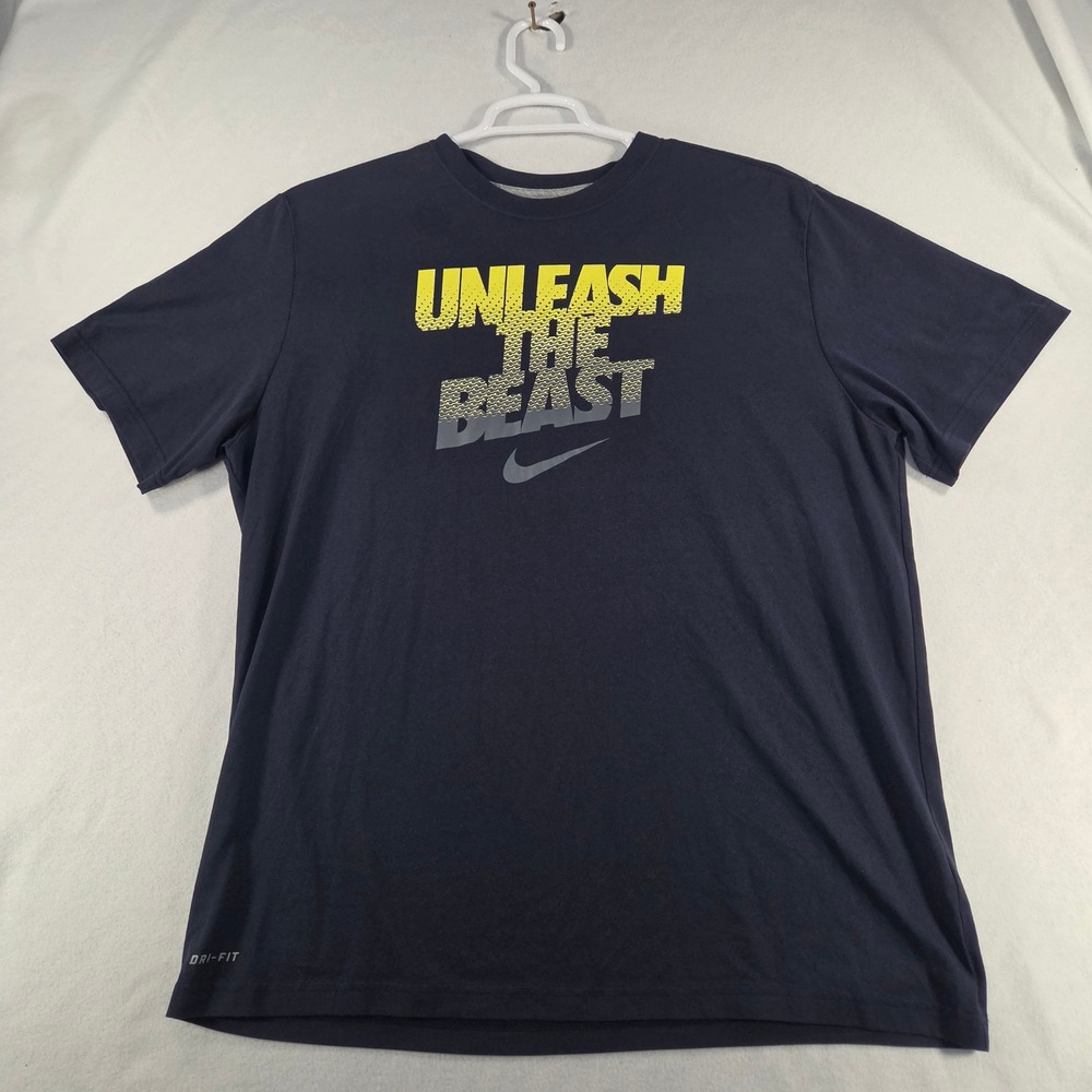 Nike Unleash The Beast Dri-FIT Graphic T-Shirt Navy Blue Mens XXL With a Flaw